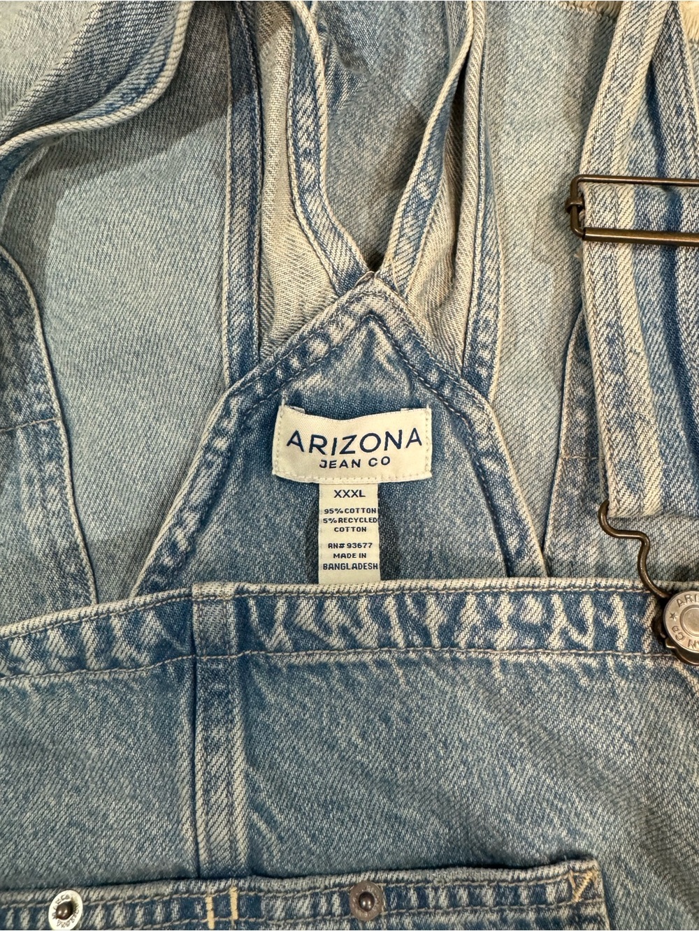 Arizona Jean Co. Light Wash Denim Shortalls XXXL plus - Picture 2 of 10